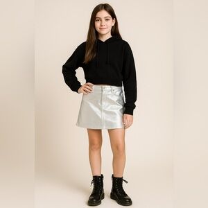 Luv Betsey by Betsey Johnson Silver Foil Mini Skirt Teen Girls Size 14/16 NWT